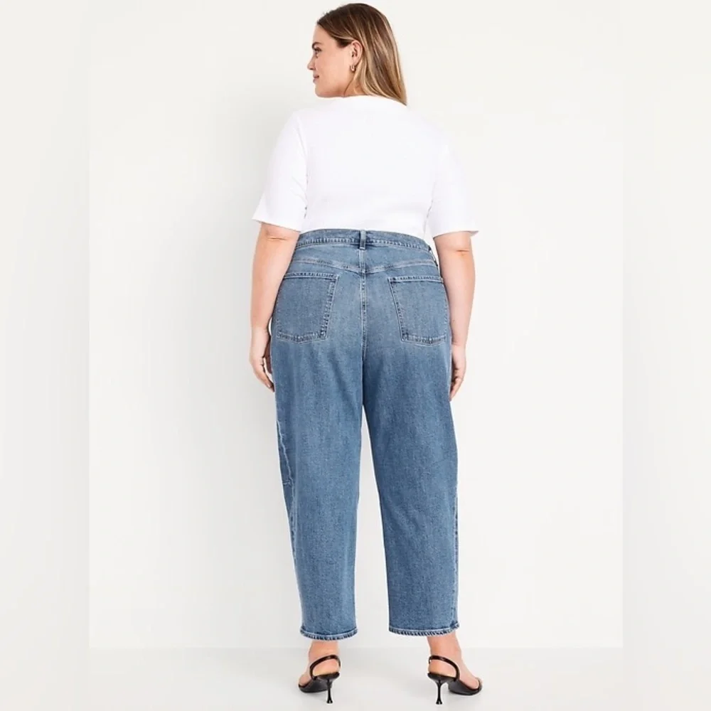 High Rise Barrel Leg Baggy Ankle Old Navy Jeans Size 20 Medium Wash - Picture 5 of 15